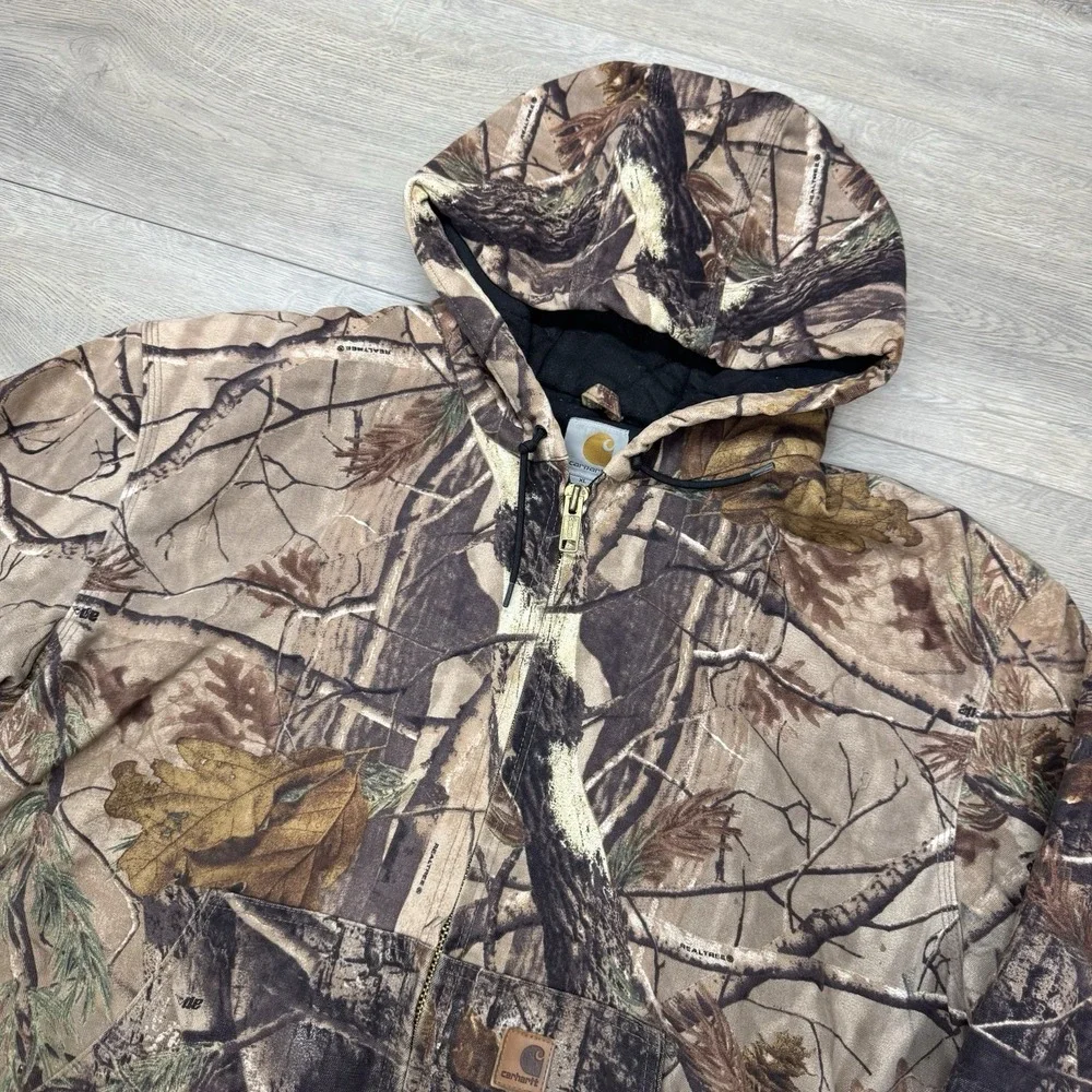 Carhartt Realtree Camo Canvas Coat Men's Sz XL Skater Grunge‎ Hunt